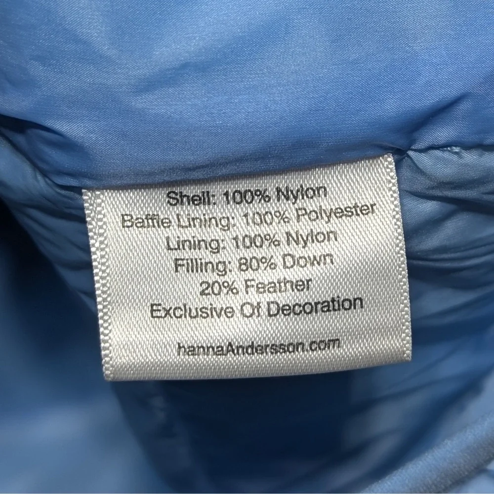 Hanna Andersson Kids 150 10/12 Blue Aero Light Down Vest Quilted Puffer Winter